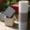 Pot en plastique rond aspect granit 40 cm (Gris clair)