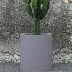 Pot en plastique rond aspect granit 40 cm (Gris clair)