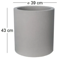 Pot en plastique rond aspect granit 40 cm (Gris clair)