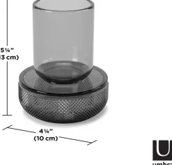 Pot en verre avec couvercle bougeoir intégré Allira (Gris fumé)