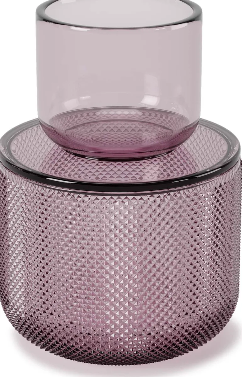 Pot en verre avec couvercle bougeoir intégré Allira (Violet)