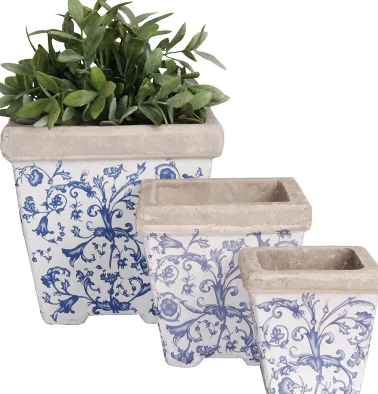 Pots en céramique patiné (Lot de 3)