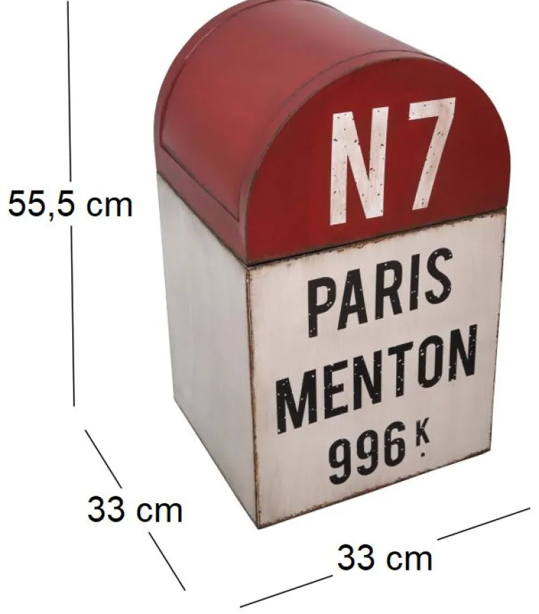 Poubelle borne kilométrique en fer 33 x 33 x 55.5 cm