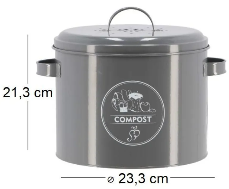 Poubelle de cuisine à compost ronde 6 litres