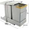 Poubelle de recyclage extraction automatique 2 conteneurs de 14 litres