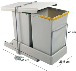 Poubelle de recyclage extraction automatique 2 conteneurs de 14 litres