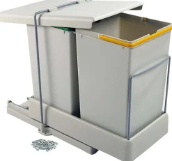Poubelle de recyclage extraction automatique 2 conteneurs de 14 litres