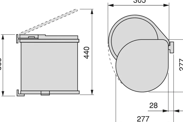 Poubelle de recyclage à fixation sur porte 13 litres (Blanc)