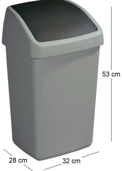 Poubelle grise avec couvercle basculant Delta (25 litres)