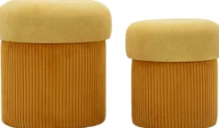 Pouf avec rangement intégré Aspen (Set de 2) (Moutarde)