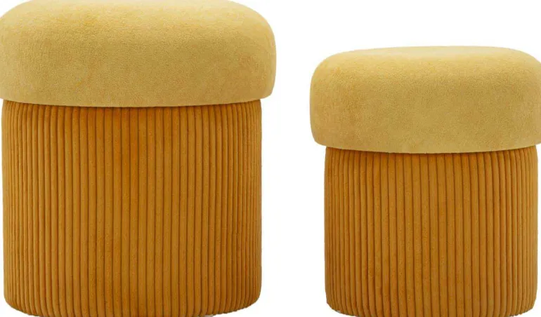 Pouf avec rangement intégré Aspen (Set de 2) (Moutarde)