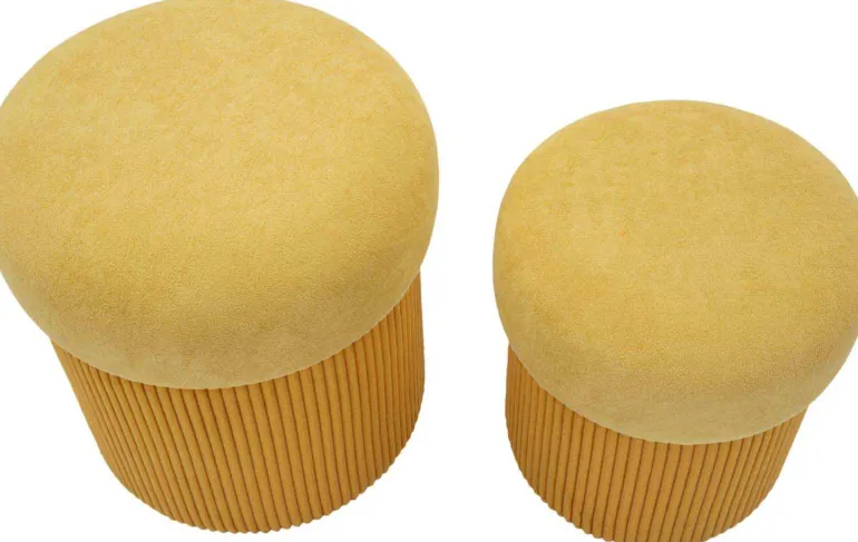 Pouf avec rangement intégré Aspen (Set de 2) (Moutarde)
