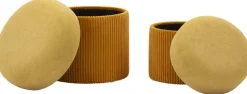 Pouf avec rangement intégré Aspen (Set de 2) (Moutarde)