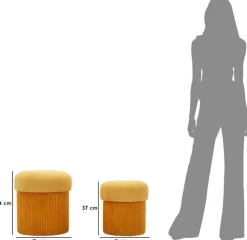 Pouf avec rangement intégré Aspen (Set de 2) (Moutarde)