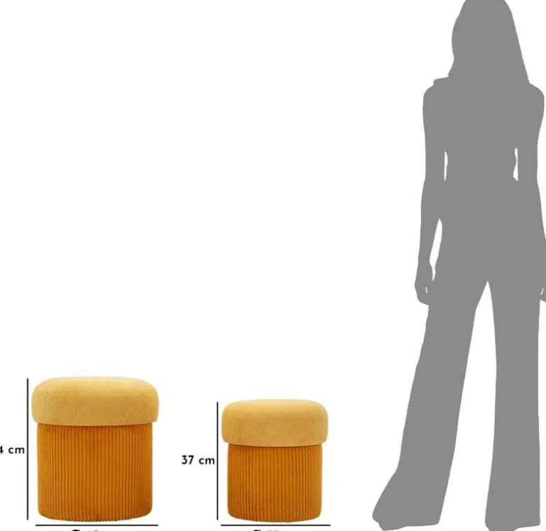 Pouf avec rangement intégré Aspen (Set de 2) (Moutarde)