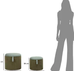 Pouf avec rangement intégré Bolzano (Set de 2) (Vert)