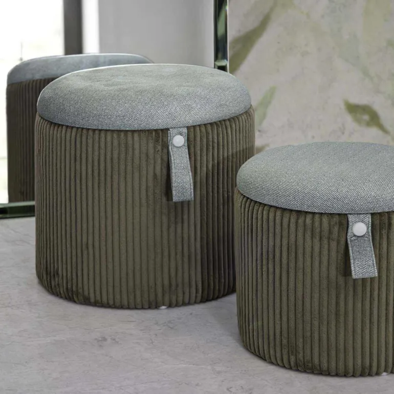 Pouf avec rangement intégré Bolzano (Set de 2) (Vert)