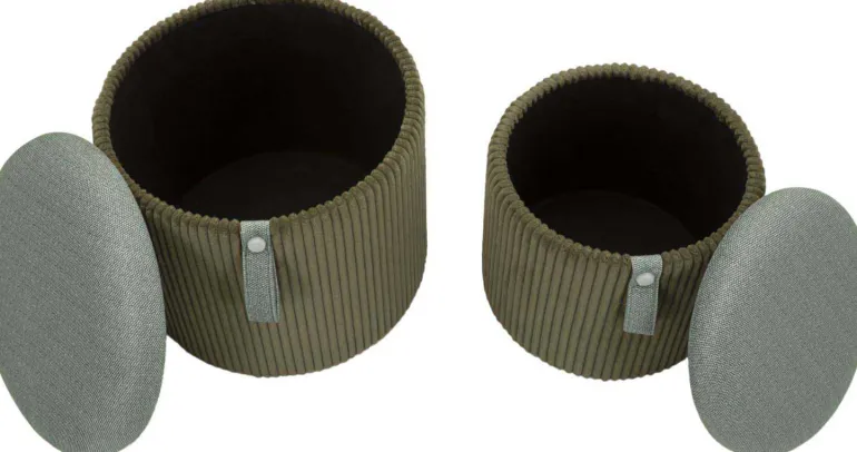 Pouf avec rangement intégré Bolzano (Set de 2) (Vert)