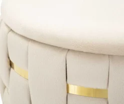 Pouf avec rangement intégré Shanty (Lot de 2) (Crème et doré)