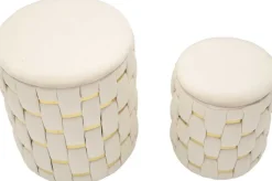 Pouf avec rangement intégré Shanty (Lot de 2) (Crème et doré)