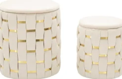 Pouf avec rangement intégré Shanty (Lot de 2) (Crème et doré)