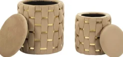 Pouf avec rangement intégré Shanty (Lot de 2) (Doré)