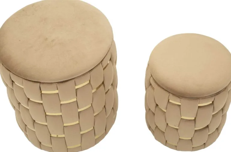 Pouf avec rangement intégré Shanty (Lot de 2) (Doré)
