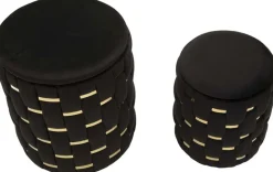 Pouf avec rangement intégré Shanty (Lot de 2) (Noir et doré)