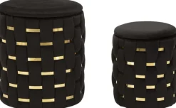 Pouf avec rangement intégré Shanty (Lot de 2) (Noir et doré)