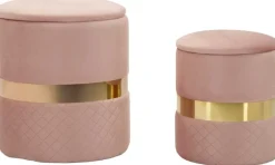 Pouf avec rangement intégré Sheffild (Lot de 2) (Rose et doré)
