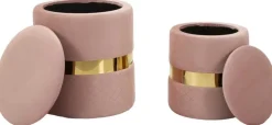 Pouf avec rangement intégré Sheffild (Lot de 2) (Rose et doré)