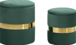 Pouf avec rangement intégré Sheffild (Lot de 2) (Vert et doré)