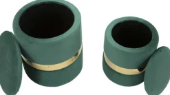 Pouf avec rangement intégré Sheffild (Lot de 2) (Vert et doré)