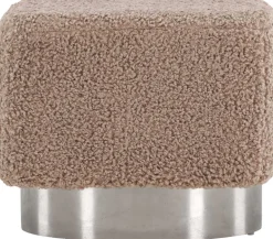 Pouf carré en polyester et acier Newton (Marron)