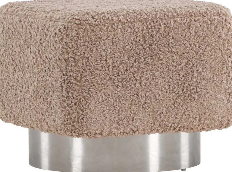 Pouf carré en polyester et acier Newton (Marron)