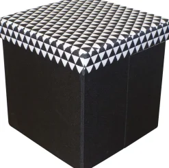 Pouf coffre carré pliable scandinave (Noir)