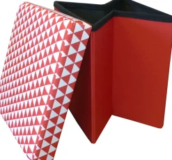 Pouf coffre carré pliable scandinave (Rouge)