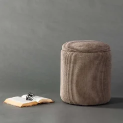 Pouf coffre en polyester Limpen (Velours marron)