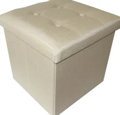 Pouf coffre pliable effet lin Jade (Uni)