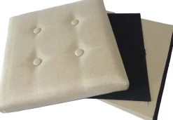 Pouf coffre pliable effet lin Jade (Uni)