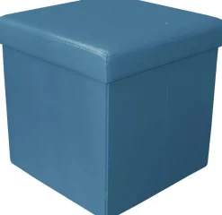 Pouf coffre pliable Oxford (Bleu Canard)