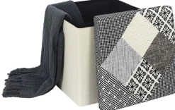 Pouf coffre pliable Patchwork gris