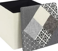 Pouf coffre pliable Patchwork gris