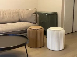 Pouf design en carton plié 35 cm (Blanc cassé)