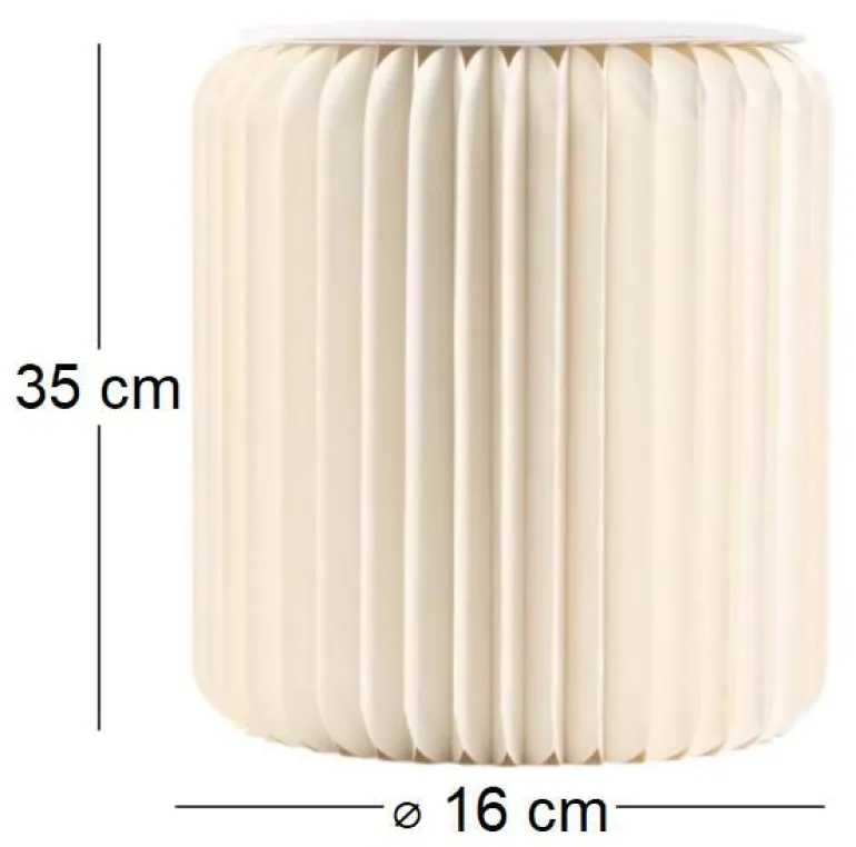 Pouf design en carton plié 35 cm (Blanc cassé)