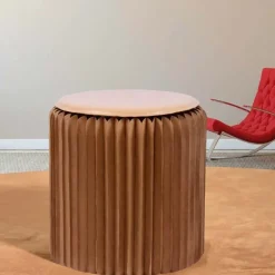Pouf design en carton plié 35 cm (Kraft)