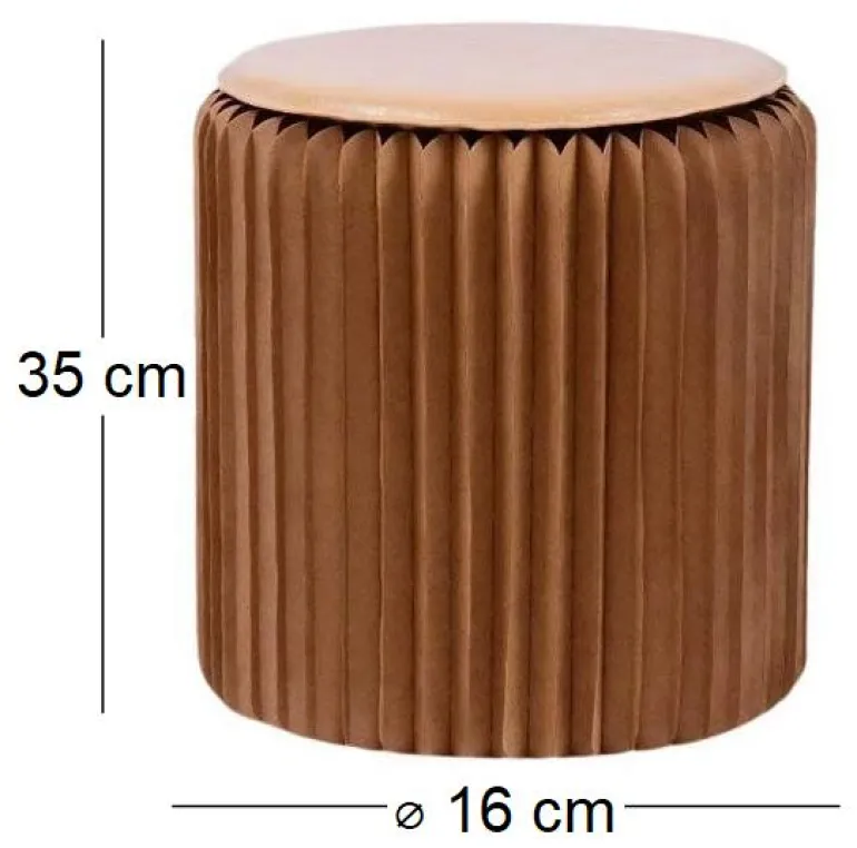 Pouf design en carton plié 35 cm (Kraft)