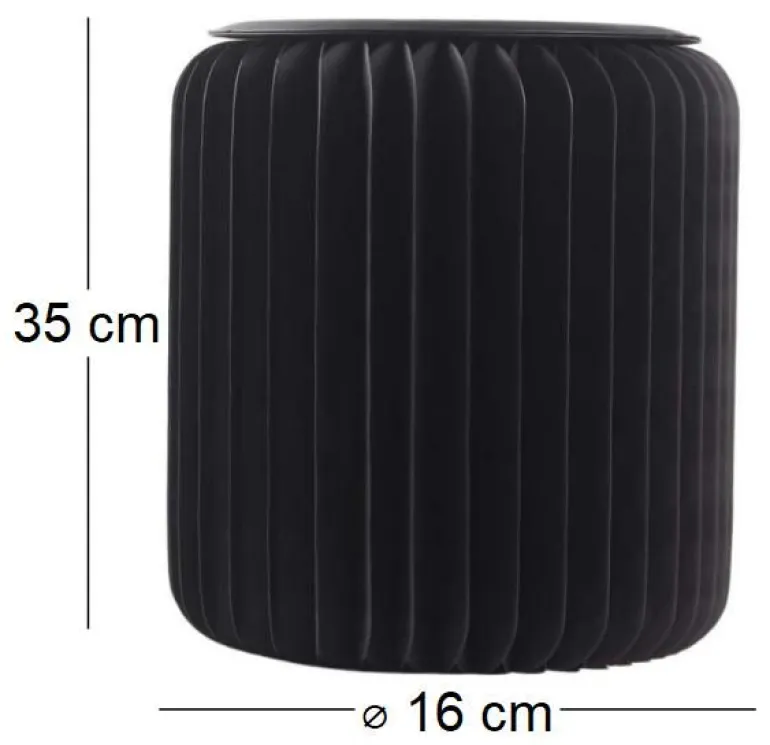 Pouf design en carton plié 35 cm (Noir)