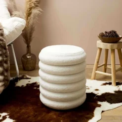 Pouf 2 en 1 en tissu bouclette Freya