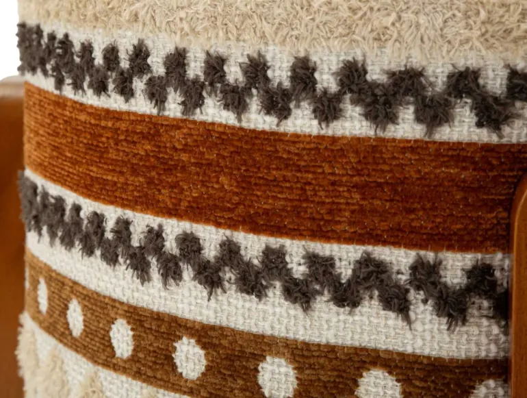 Pouf en tissu avec pieds en bois Ethnic (Modèle 1)